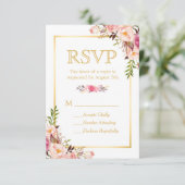 Elegant Chic Flowers Gold Lijst RSVP (Staand voorkant)