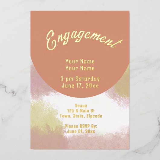 Elegant Chic Folie Verloving Invitation Folie Uitnodiging (Voorkant)