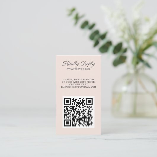 Elegant chic foto QR Code online RSVP Informatiekaartje (Staand voorkant)