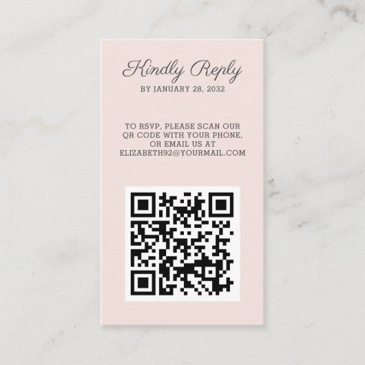 Elegant chic foto QR Code online RSVP Informatiekaartje (Voorkant)