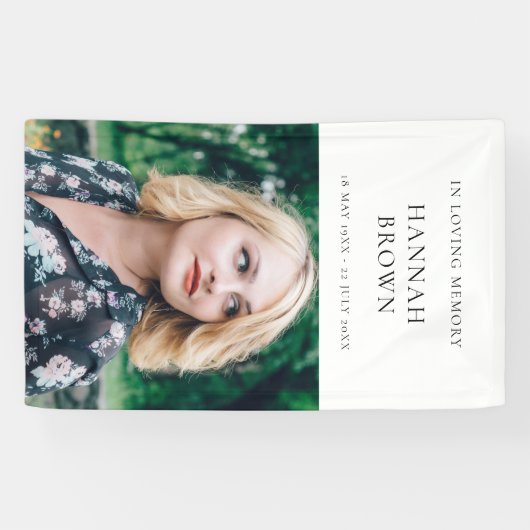 Elegant Chic Funeral | Moderne viering van het lev Spandoek (Horizontaal)