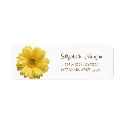 Elegant Chic, Gele Madelief Adreslabel Etiket (Voorkant)