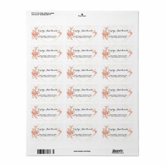 Elegant chic Geometric Moderne Lijst Address Label (Full Sheet)