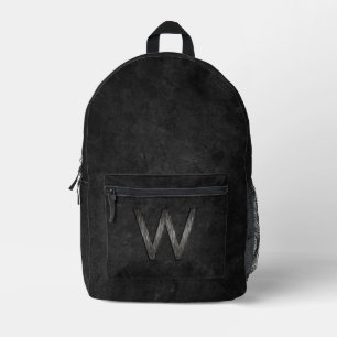 Elegant Chic Gepersonaliseerd Monogram Charcoal Zw Bedrukte Rugzak