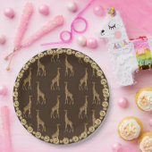 Elegant Chic Giraffe Stylish Gold Rhinestone Glam Papieren Bordje (Feest)