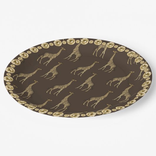 Elegant Chic Giraffe Stylish Gold Rhinestone Glam Papieren Bordje (Gekanteld)