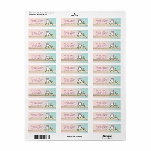 Elegant Chic Girly Cute, Owl Etiket (Full Sheet)