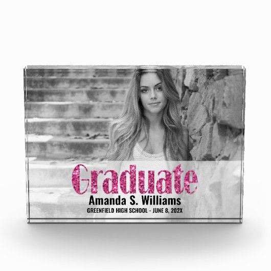 Elegant Chic Glitter Afstuderen Fotoblokken (Voorkant)