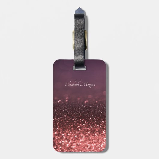Elegant Chic Glitter Bokeh Ombre, Bloem Bagagelabel (Achterkant verticaal)