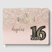 Elegant Chic Glitter Bokeh, Tiara, Sweet 16 Gastenboek (Voorkant)