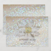 Elegant Chic, Glitter, Daisy Wedding Save the date (Voorkant / Achterkant)