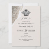 Elegant Chic Glitter & Neutral Event  Kaart (Voorkant)