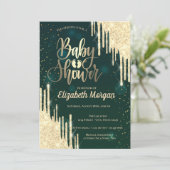 Elegant Chic Glitter steekt groen Baby shower af Kaart (Staand voorkant)