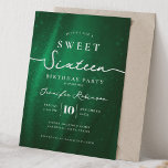 Elegant Chic Glitter Sweet 16 Birthday Emerald  Kaart<br><div class="desc">Celebrate in Style with Chic Glitter fabric Sweet 16 Invitation. Make your Sweet 16 party unforgettable with the Chic Glitter fabric invitation. Customize with your party details for a chic and elegant touch.</div>