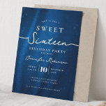 Elegant Chic Glitter Sweet 16 Birthday Navy Blue  Kaart<br><div class="desc">Celebrate in Style with Chic Glitter fabric Sweet 16 Invitation. Make your Sweet 16 party unforgettable with the Chic Glitter fabric invitation. Customize with your party details for a chic and elegant touch.</div>