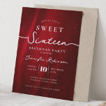 Elegant Chic Glitter Sweet 16 Birthday Red  Kaart<br><div class="desc">Celebrate in Style with Chic Glitter fabric Sweet 16 Invitation. Make your Sweet 16 party unforgettable with the Chic Glitter fabric invitation. Customize with your party details for a chic and elegant touch.</div>