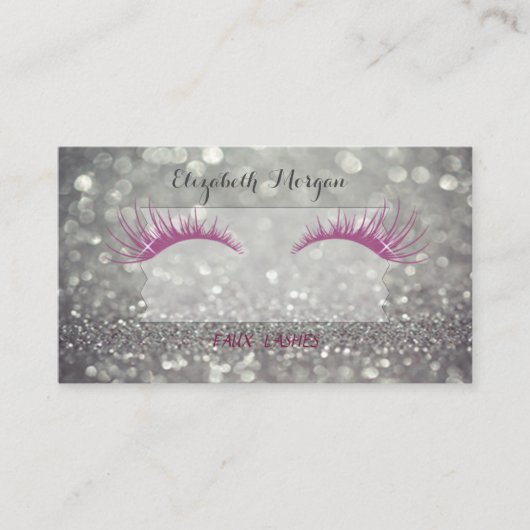 Elegant Chic, Glittery, Bokeh, Faux Lashes Visitekaartje (Voorkant)