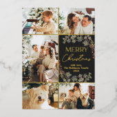 Elegant Chic Gold 5 foto Merry Christmas Kaart (Voorkant)