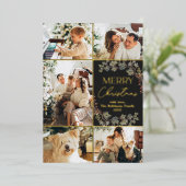 Elegant Chic Gold 5 foto Merry Christmas Kaart (Staand Voorkant)