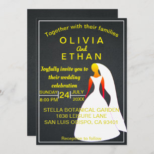 Elegant chic gold and black Wedding Invitation Kaart