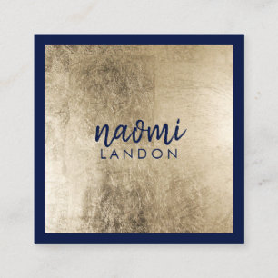 Elegant chic gold and navy blue modern minimalist vierkante visitekaartje