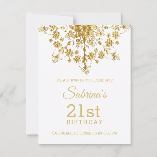 Elegant Chic Gold Birthday Uitnodiging (Voorkant)
