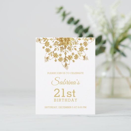 Elegant Chic Gold Birthday Uitnodiging (Staand voorkant)