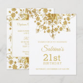 Elegant Chic Gold Birthday Uitnodiging (Voorkant / Achterkant)