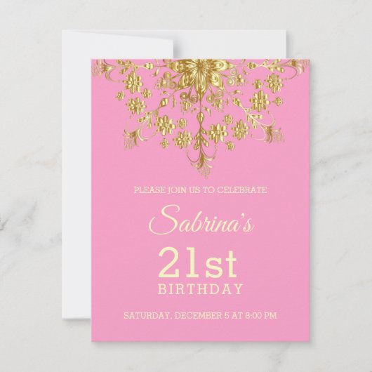 Elegant Chic Gold Birthday Uitnodiging (Voorkant)