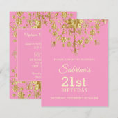 Elegant Chic Gold Birthday Uitnodiging (Voorkant / Achterkant)