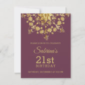 Elegant Chic Gold Birthday Uitnodiging (Voorkant)