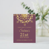 Elegant Chic Gold Birthday Uitnodiging (Staand voorkant)