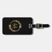 Elegant Chic Gold Black Monogram naam Bagagelabel (Voorkant horizontaal)