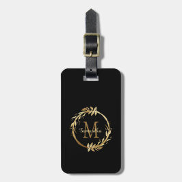 Elegant Chic Gold Black Monogram naam Bagagelabel