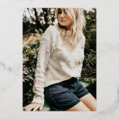 Elegant Chic Gold Black Two Photo Graduation Party Folie Uitnodiging (Achterkant)