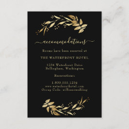 Elegant Chic Gold & Black Wedding Accommodations Informatiekaartje