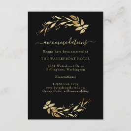 Elegant Chic Gold & Black Wedding Accommodations Informatiekaartje