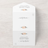 Elegant Chic Gold Blush Peach Cream Floral Wedding All In One Uitnodiging (Buitenkant)