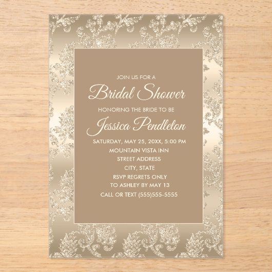 Elegant Chic Gold Champagne  Vrijgezellenfeest Acryl Uitnodigingen (Voorkant)