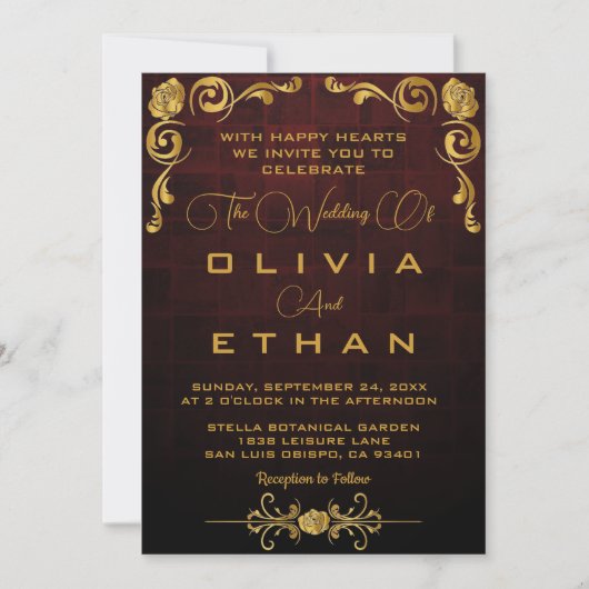 Elegant Chic Gold Classy  Rustic Wedding Kaart (Voorkant)