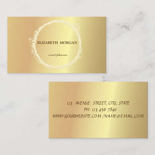 Elegant Chic Gold Confetti Cirkel Visitekaartje (Voorkant / Achterkant)