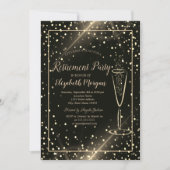 Elegant Chic Gold Confetti Wine Glass Retirement Kaart (Voorkant)