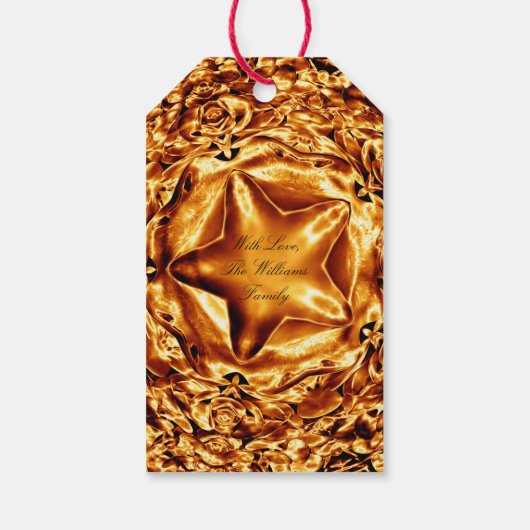 Elegant Chic Gold Copper kerstster Slanke Cadeaulabel (Achterkant)