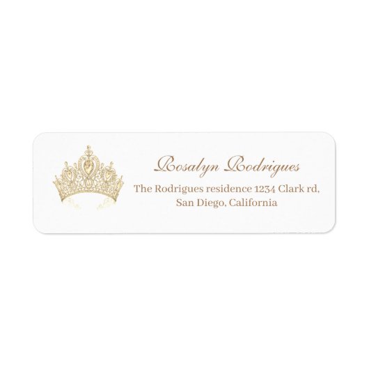 Elegant Chic Gold Crown Script Etiket (Voorkant)