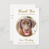 Elegant Chic Gold Custom Dog Photo Pet Wedding Bedankkaart (Voorkant / Achterkant)