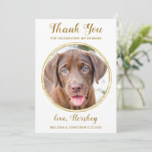 Elegant Chic Gold Custom Pet Photo Dog Weddenschap Bedankkaart (Staand voorkant)
