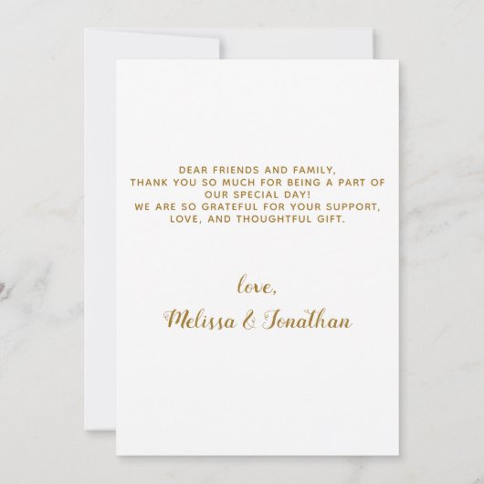 Elegant Chic Gold Custom Pet Photo Dog Weddenschap Bedankkaart (Achterkant)