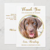 Elegant Chic Gold Custom Pet Photo Dog Weddenschap Bedankkaart (Voorkant / Achterkant)