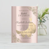 Elegant Chic Gold Dress Roos Gold Vrijgezellenfees Kaart (Staand voorkant)