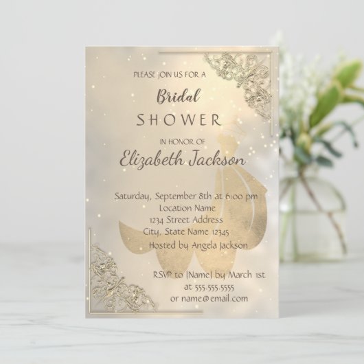 Elegant Chic Gold Dress Vrijgezellenfeest Kaart (Staand voorkant)